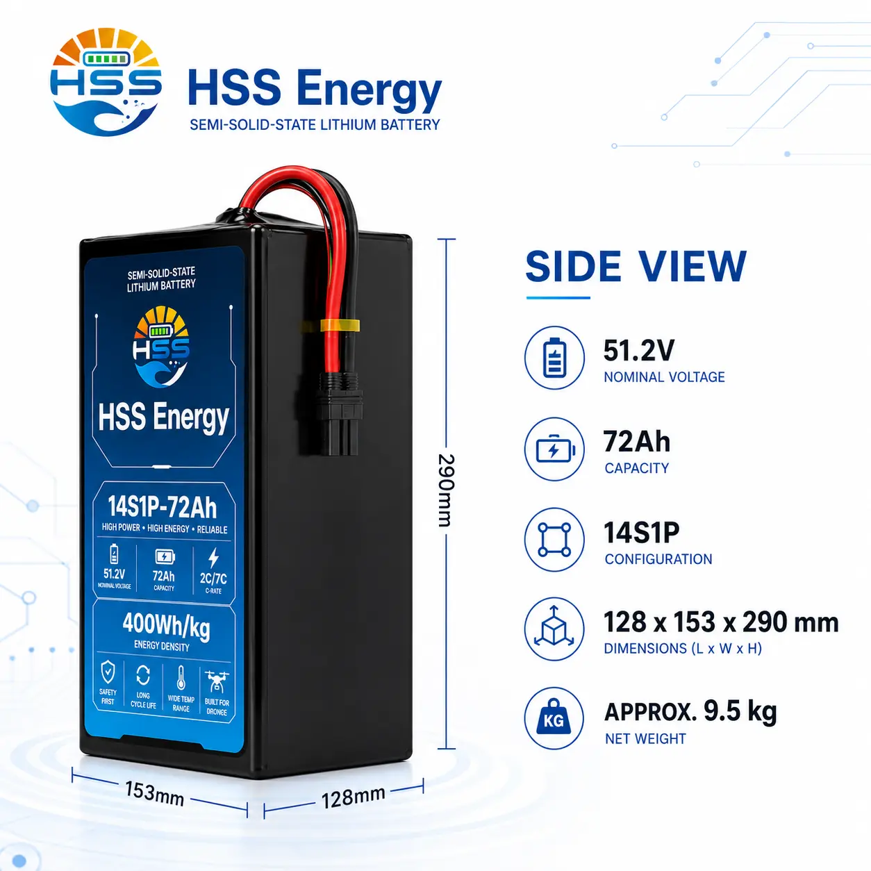 14S 72000mAh UAV ব্যাটারি